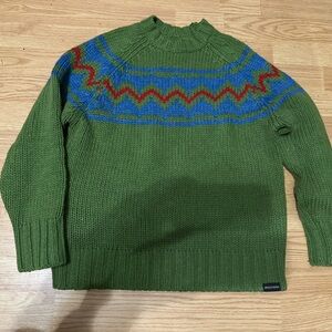 Vintage Abercrombie & Fitch Lambs Wool Green and Blue Crewneck Sweater Large